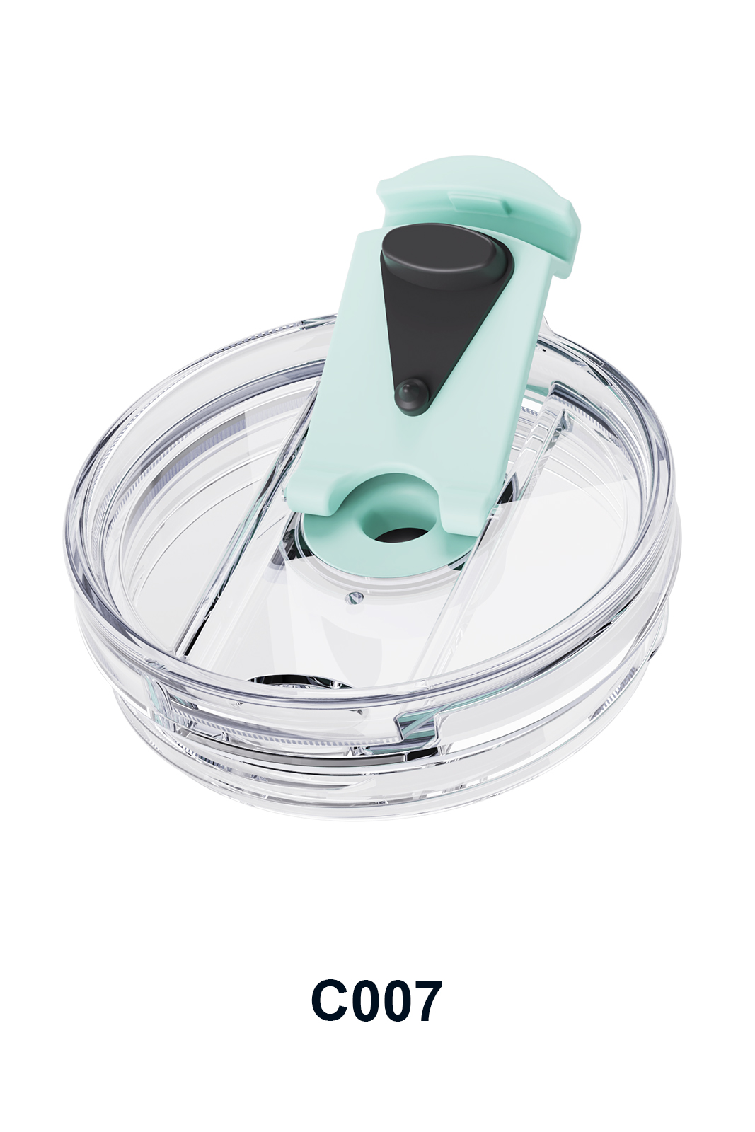 clear sliding lid for personalized water bottles with mint green tab